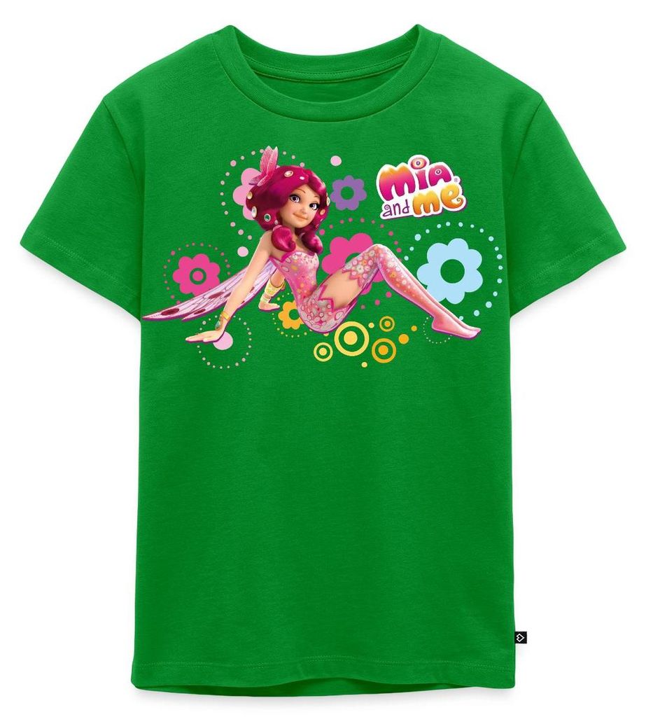 Spreadshirt Mia and Me Elfe Mia Sitzt In Blumen Kinder Premium T-Shirt, 98/104 (2 Jahre), Grün