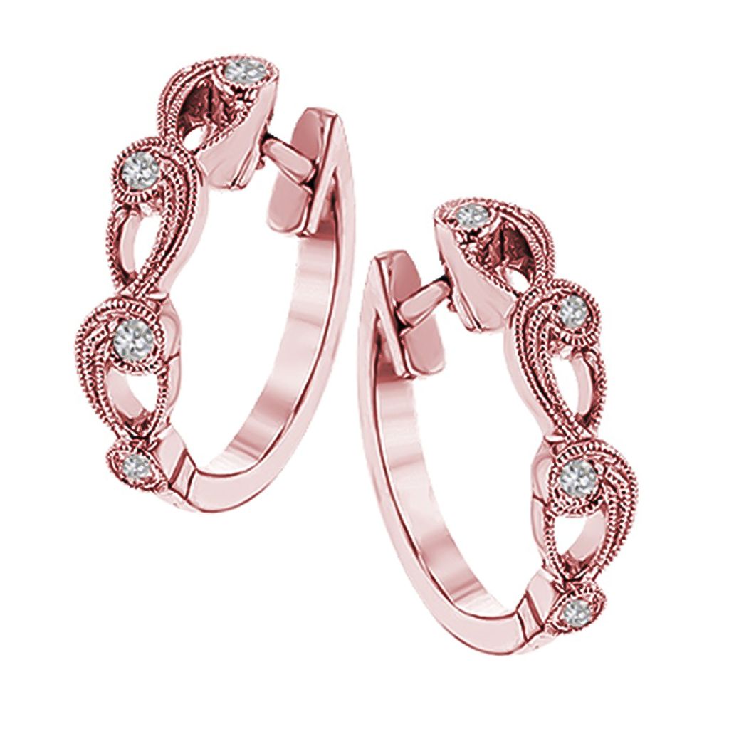 Mode Frauen Strass Intarsien Hohl Creolen Hochzeit Verlobung Schmuck-Roségold