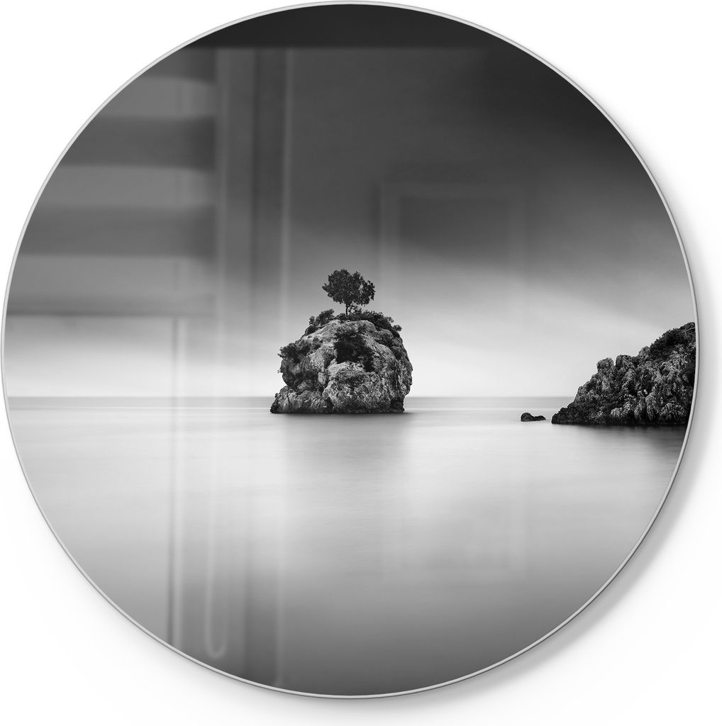 DEQORI Schneidebrett Glas Ø 30 cm 'Stilles Inselparadies' Schneideplatte Servierplatte