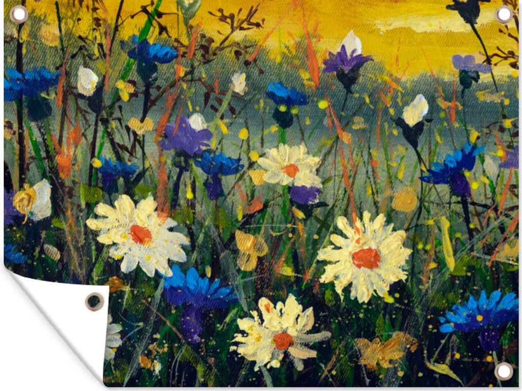 MuchoWow 40x30 cm Outdoor-Poster Gartendeko Sichtschutz Garten Poster für den Garten Malerei - Ölfarbe - Natur - Blumen
