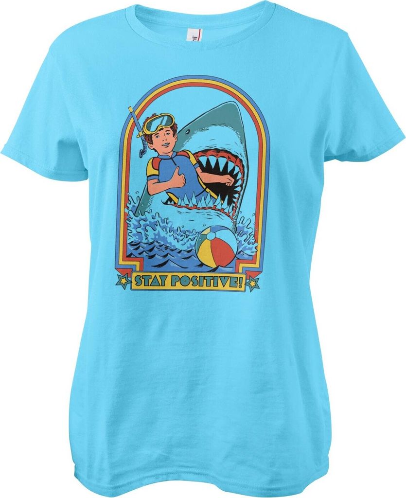 Stay Positive Girly Tee - Large - Skyblue