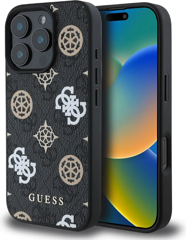 Guess Étui iPhone 16 Pro MagSafe Edition 4G Peony Ultra-Chic Noir Luxe