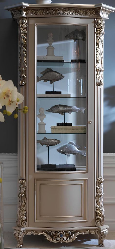 Möbel Massive Holz Vitrinen Glas Schrank Echtholz Anrichte Vitrine Wohnzimmer