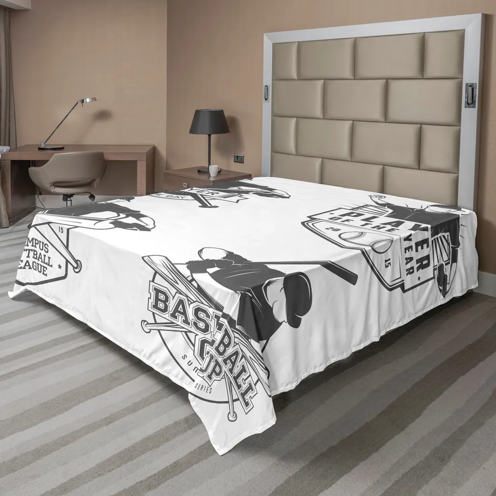 ABAKUHAUS Drap de Lit Sportif Baseball Vintage 260x228cm Gris Anthracite