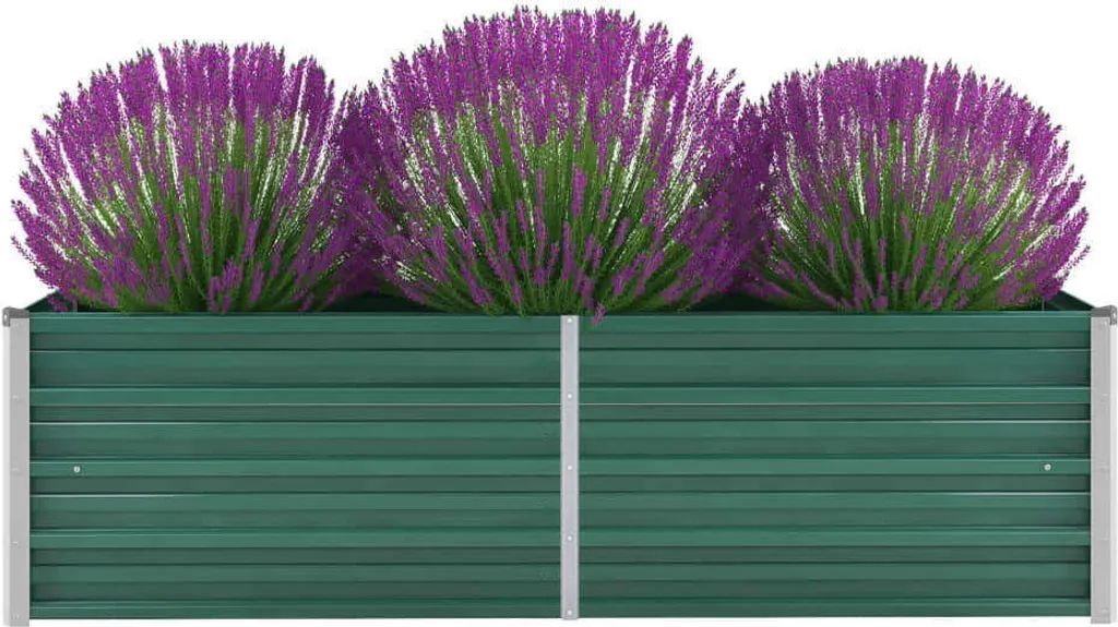 Jardinière durable contre la rouille en acier galvanisé 160x40 cm vert mat