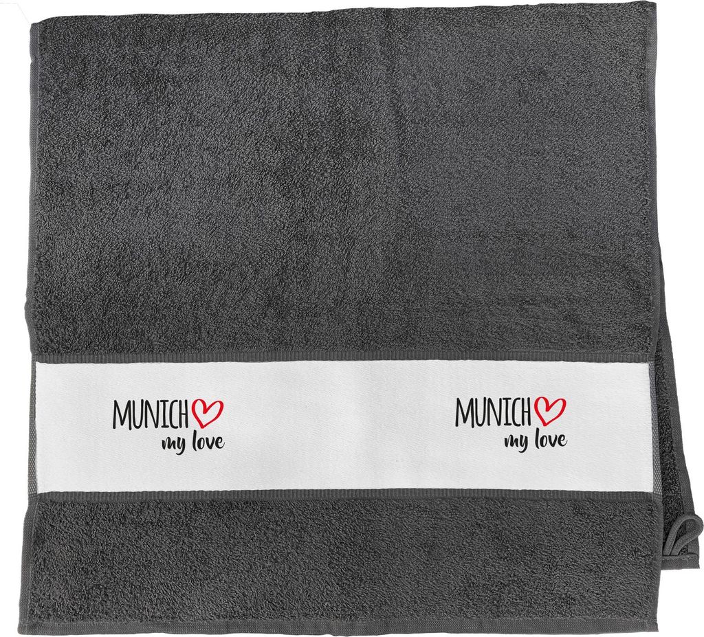 Huuraa Handtuch Munich my love 50x100cm Graphite Baumwolle Handtuch Geschenkidee