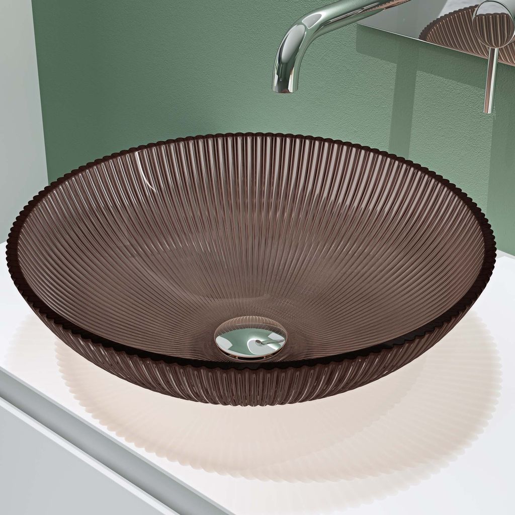 doporro waschbecken Aufsatzwaschbecken Glaswaschbecken BxTxH: 40x40x12cm in Kaffee Glas Waschplatz Handwaschbecken Waschtisch Minerva06