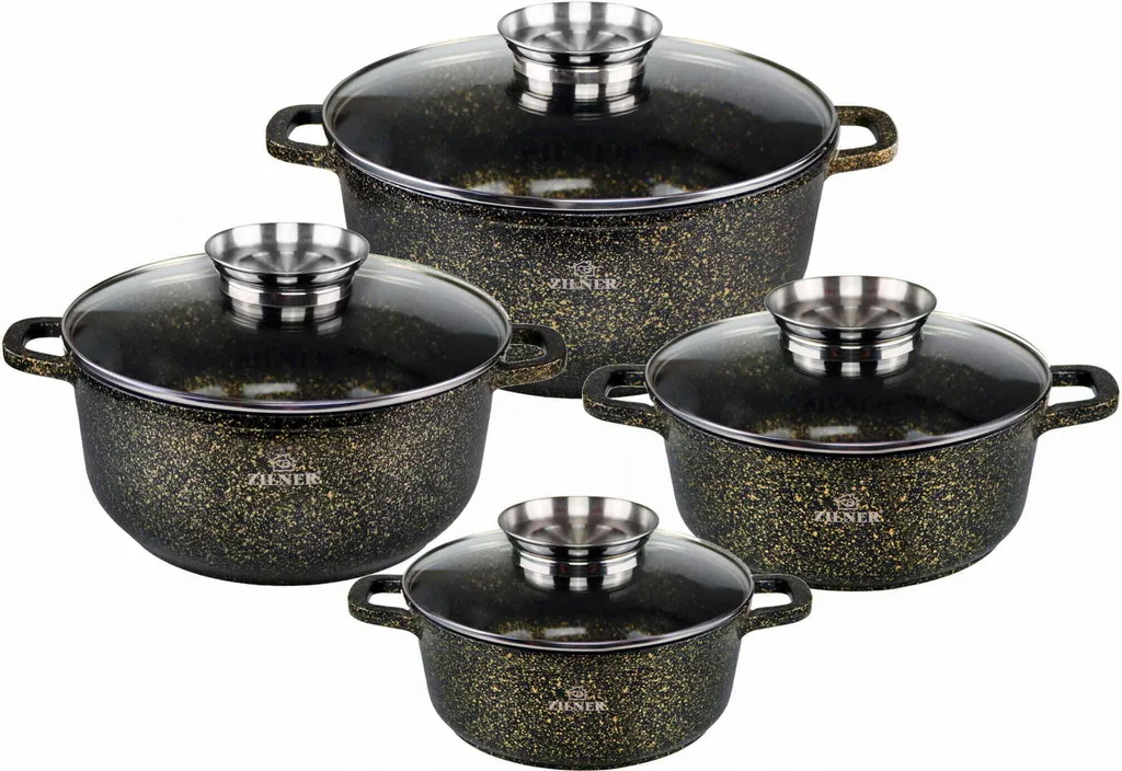 Set Pentole Zilner ZL 7209 8 Pezzi Marmo Ceramica Senza PFOA