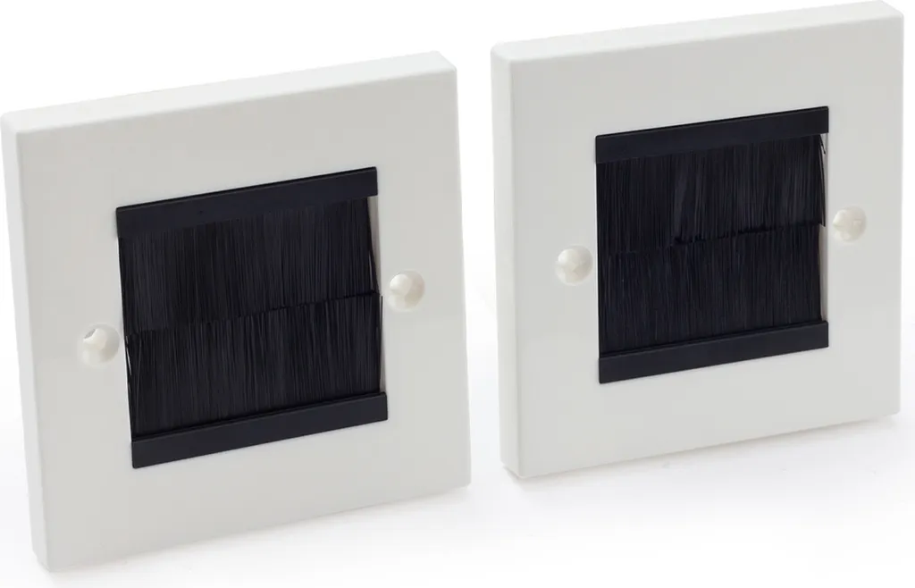 Cache prise encastrée avec passage de câbles design - Lot de 2 unités PVC