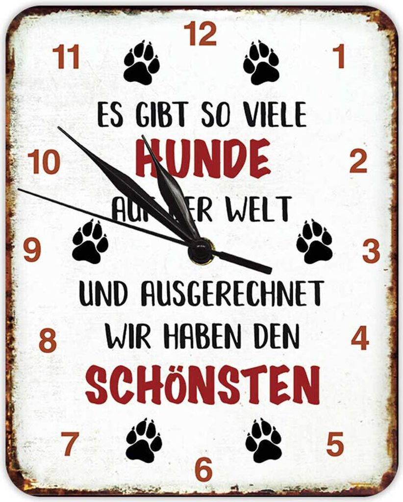 Wir haben den schönsten Hund - Wanduhr aus Blech 20 x 25 cm KU07