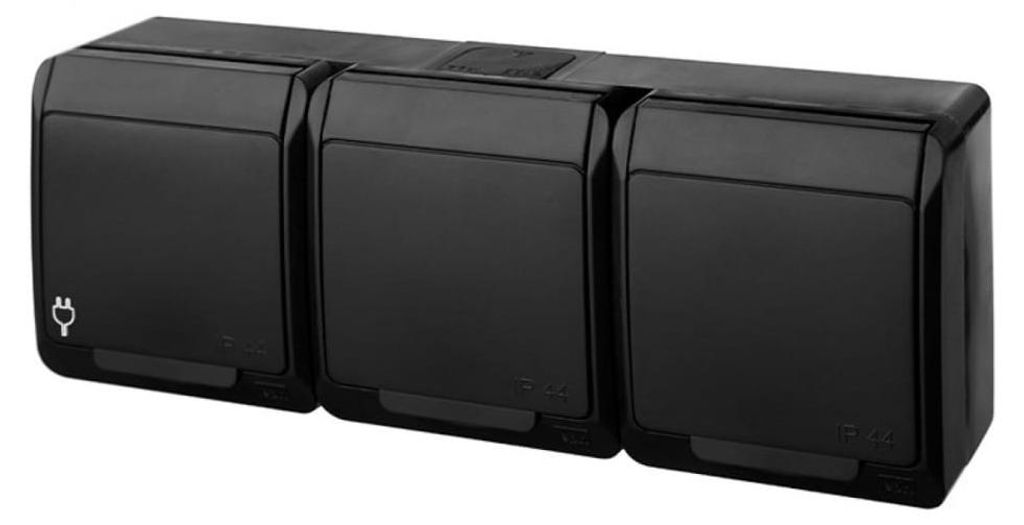 Elektro-Plast | Presa Trifase Hermes - Nera - IP44 - Alta Immagine del prodotto 