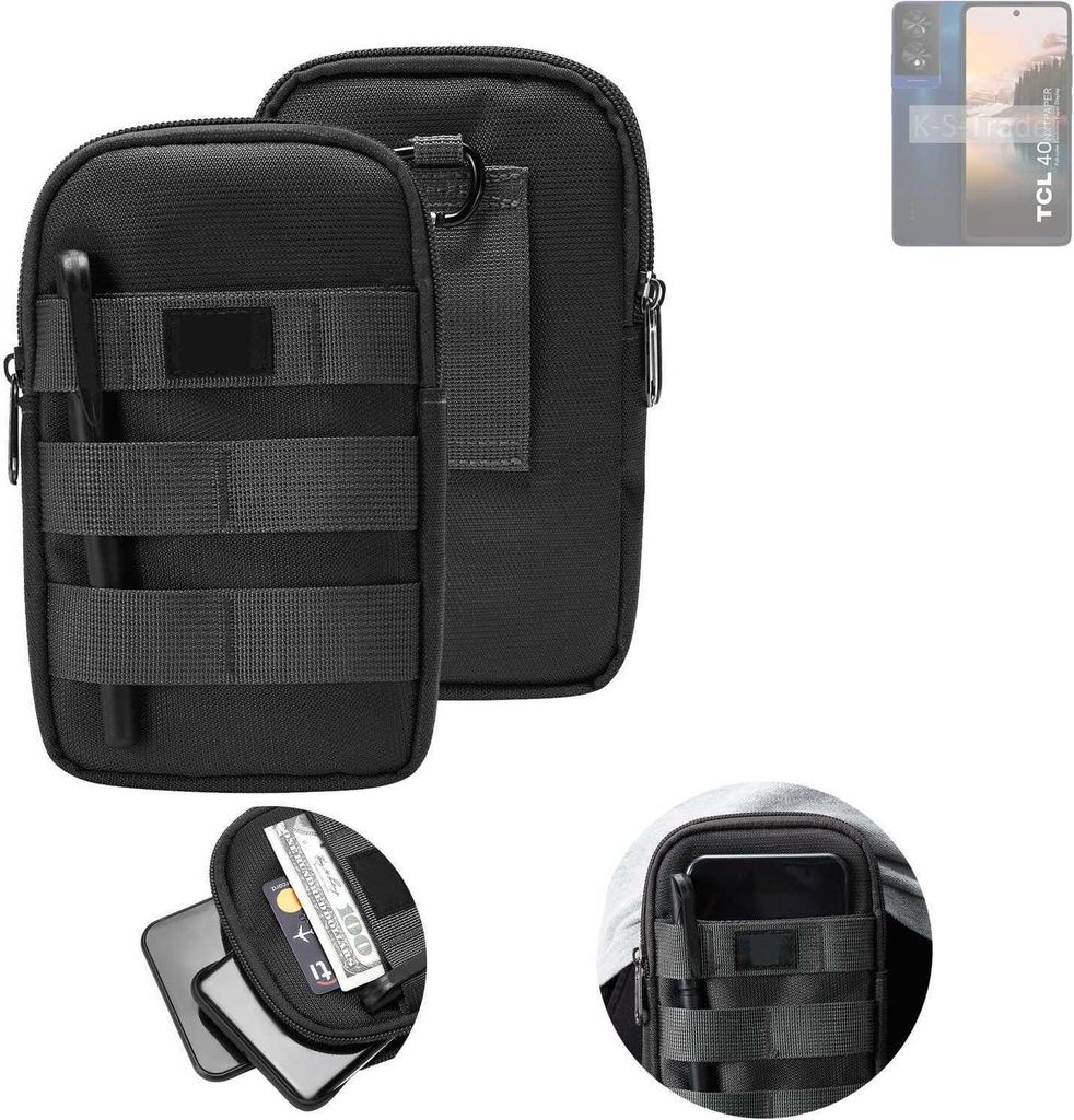 K-S-Trade Holster Gürtel Tasche kompatibel mit TCL 40 NXTPAPER Handy Tasche Schutz Hülle dunkel-grau viele Fächer, 1x
