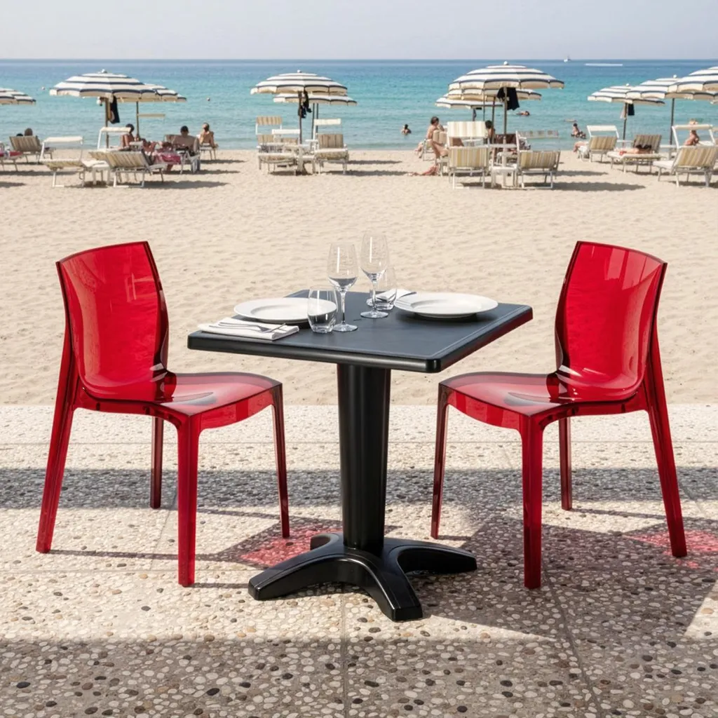 Petit ensemble repas balcon table carrée et 2 chaises design italien - 2
