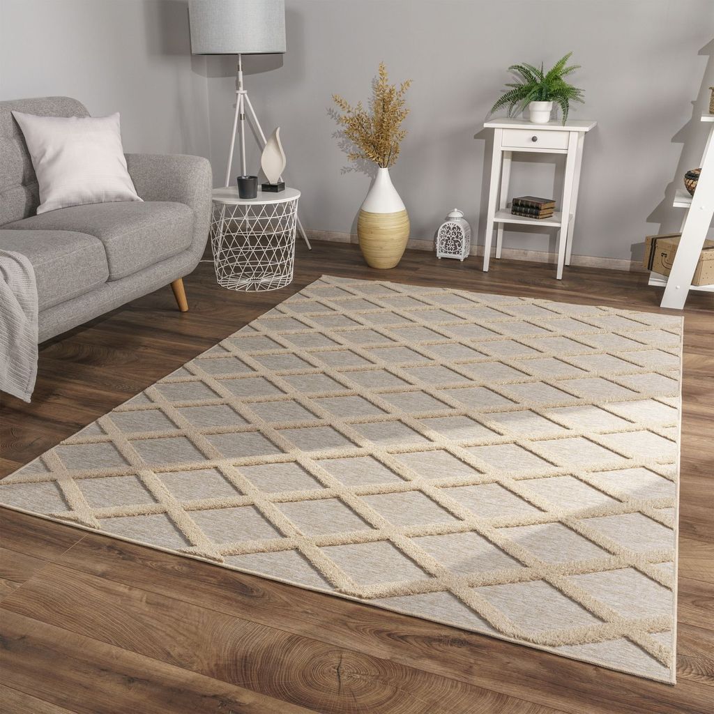 TT Home Wohnzimmer Teppich Esszimmer Kurzflor Skandi Design Produktbild 
