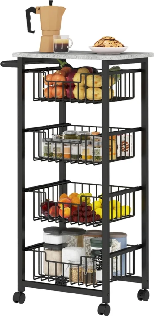 Carrello da Cucina 4 Livelli su Ruote in Acciaio | Salvaspazio Robusto