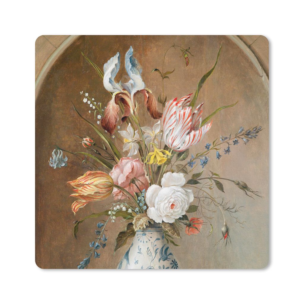 MuchoWow Mauspad Mousepad Stilleben mit Blumen - Balthasar van der Ast - Malerei 20x20 cm - Mousepads - Maus Mat - Pad - Mausunterlage - Desk Mat...