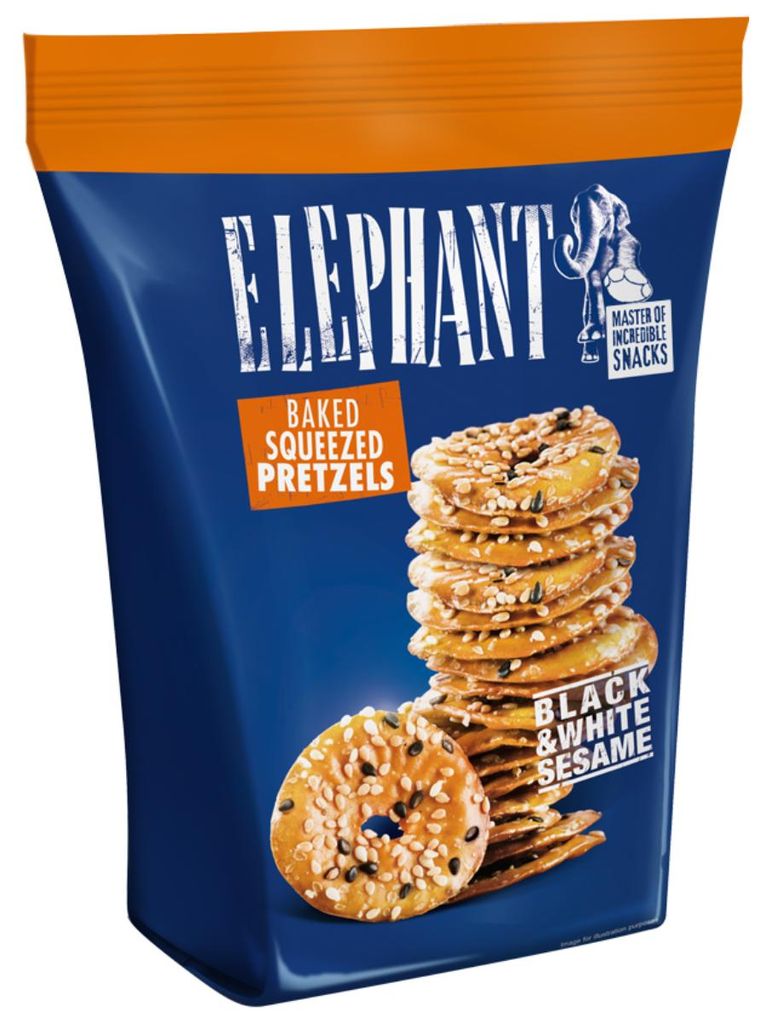 Alka Elephant Baked Squeezed Pretzels Black and White Sesam Zdjęcie produktu 
