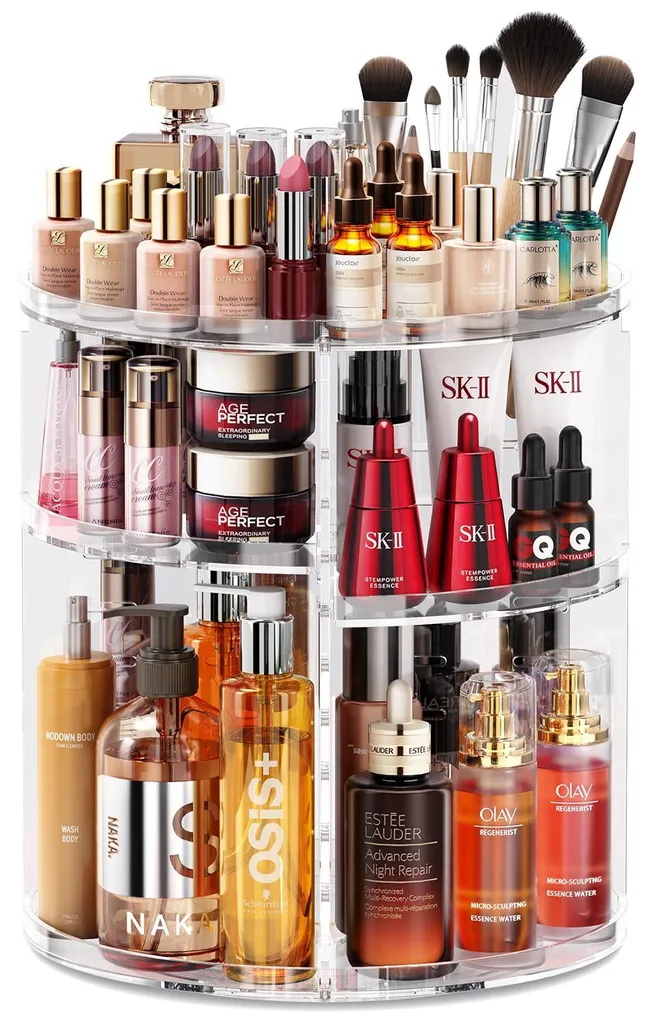 Organisateur Maquillage Pivotant Transparent : Boîte de Rangement Luxe