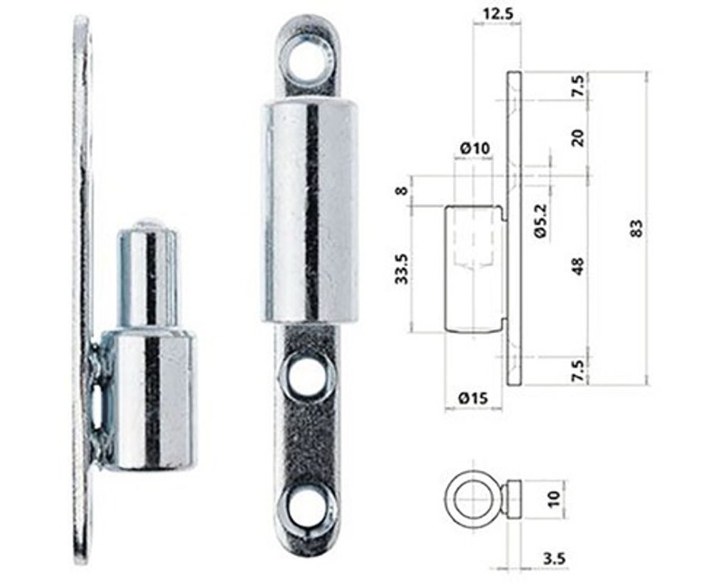Renovační závěs Ø 10/15mm, bílý pozink, 80146 Obrázek produktu 