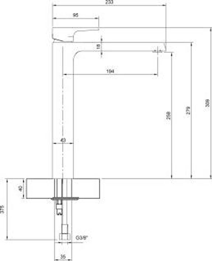 Villeroy & Boch TVW10700600061 Einhebel-WT-Armatur erhöht Liberty