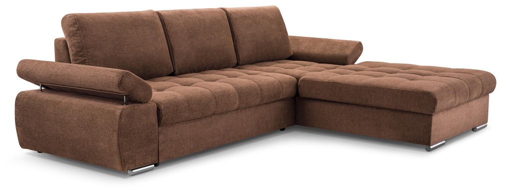 Masseno Ecksofa SANDRO mit Schlaffunktion L-Form, Sofa mit Bettkasten, Wohnzimmersofa, Couch, Soffa, Bettsofa, Couchgarnitur- Orange, ARAGON 59