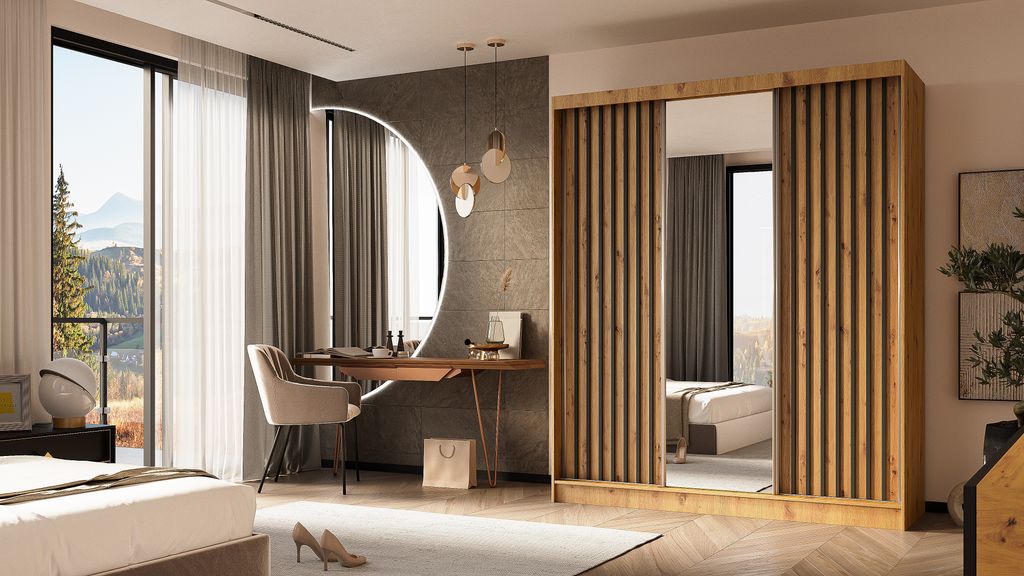 ALTDECOR Kleiderschrank mit Spiegel und Schiebetüren, Produktbild 