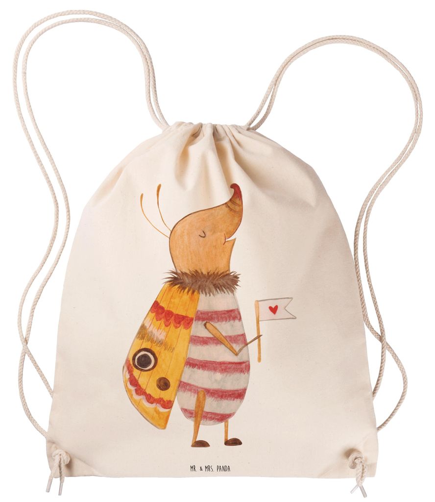 Mr. & Mrs. Panda Sportbeutel Nachtfalter Fähnchen - Transparent - Geschenk, wander rucksack, Niedlich, Küche Deko, sporttasche klein, Säckchen, ...