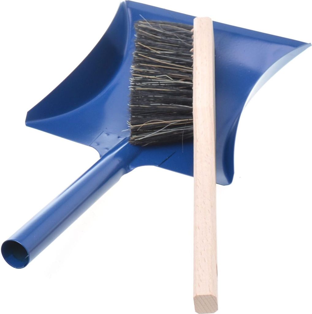 Kehrschaufel Metall mit kurzem Metallgriff - Kehrichtschaufel Kehrblech zum Reinigen und Kehren + Handbesen mit langem Stiel - Holzbesen - Kehrwisc...
