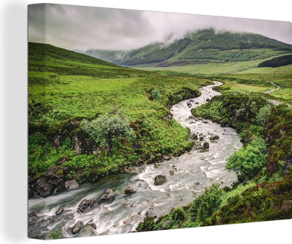OneMillionCanvasses - Leinwandbilder - 140x90 cm, Fluss in Schottland, Wandbilder Kunstdruck Wanddekoration - Foto auf Leinwand - Gemälde auf Ho...