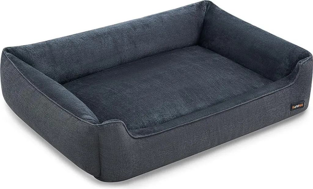 Lit pour chien XL avec rebord surélevé 120 x 90 x 30 cm gris foncé