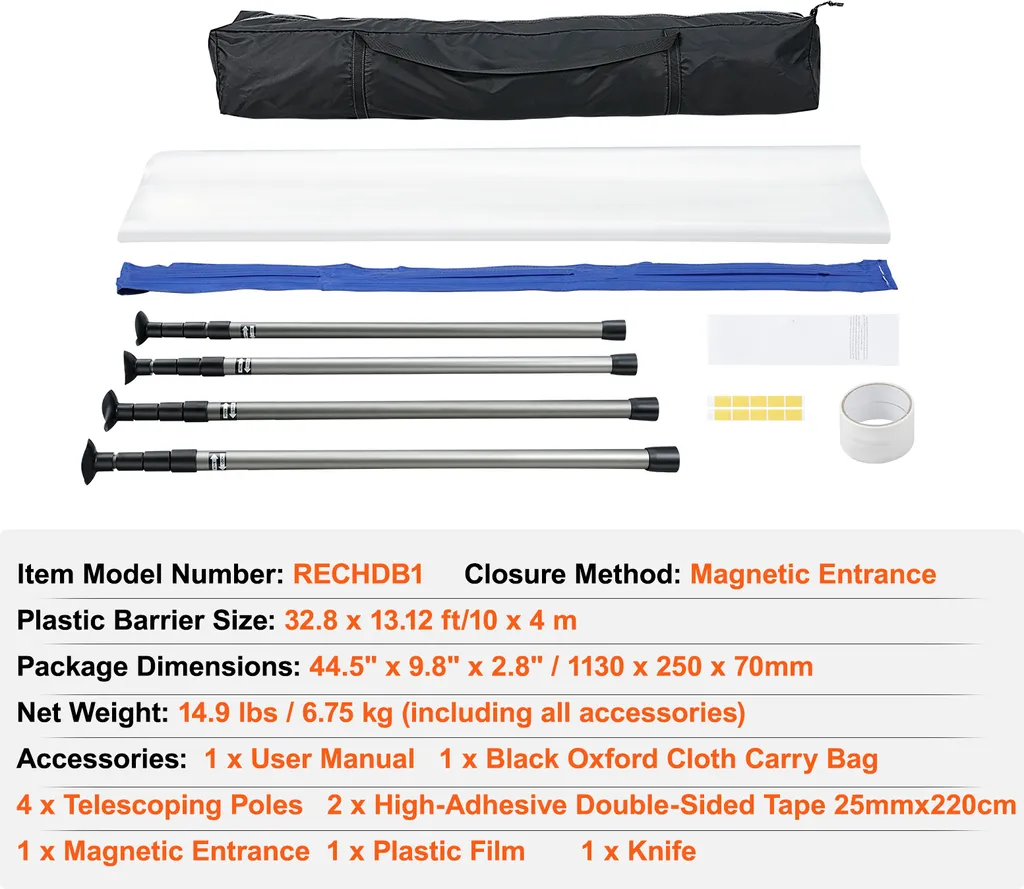 SucceBuy Professional Dust Containment System - Kit Aste 10ft - 7