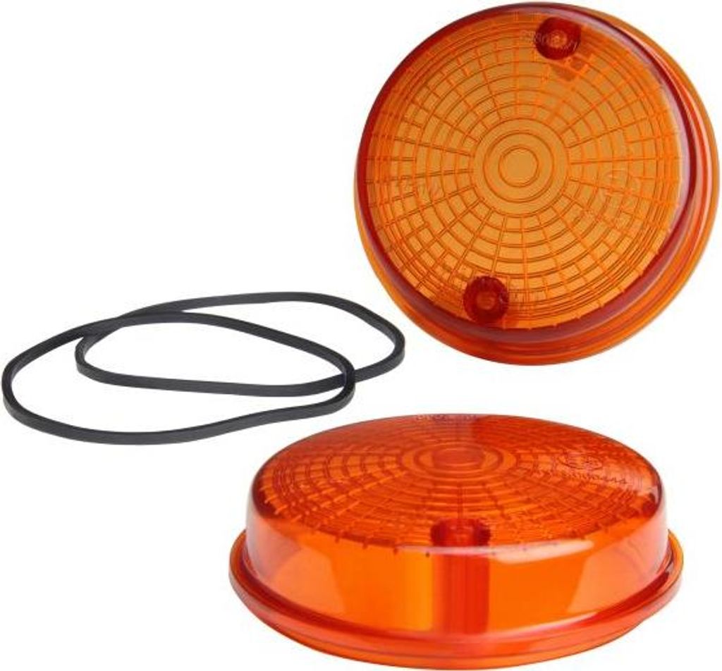 2x Blinkerglas hinten rund 80mm orange (inkl. Dichtring) für Simson S50 S51 S70 SR50 SR80 / MZ ETZ TS 125 150 250