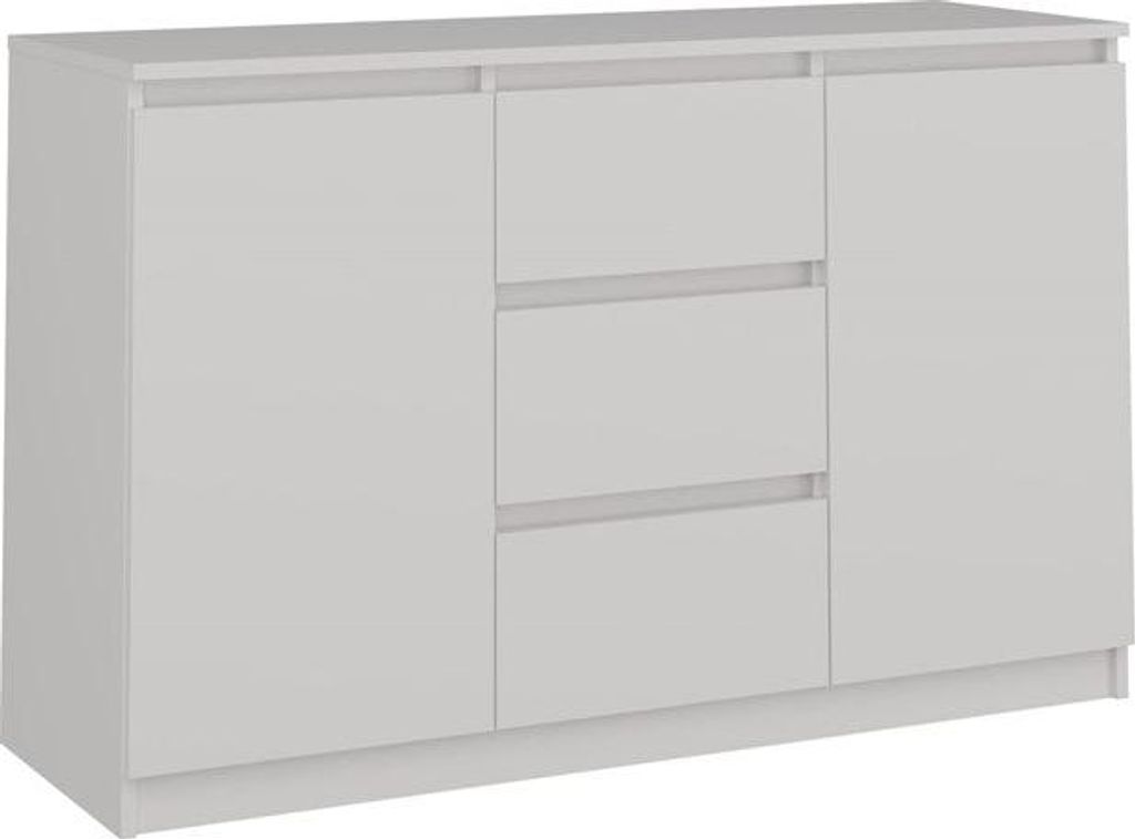 Moderne Kommode 2 Türen 3 Schubladen 120 cm | Farbe: Weiß | Produktbild 
