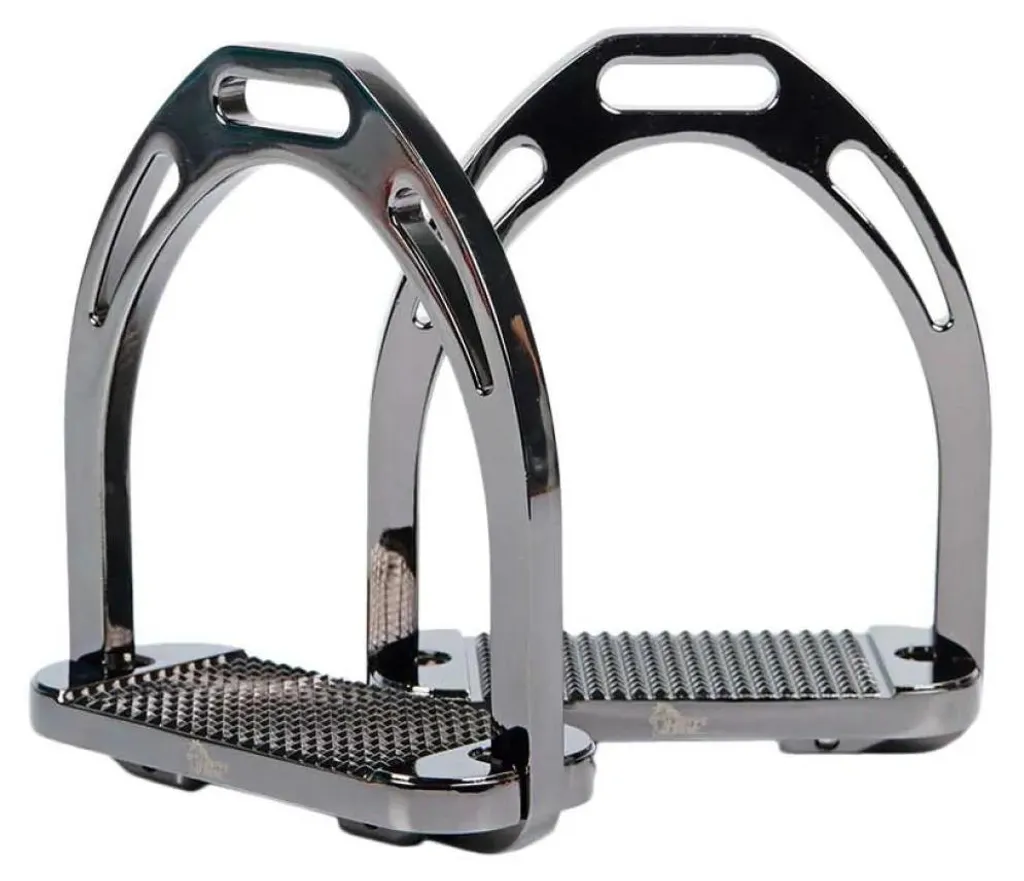 Étrier Harry's Horse en aluminium noir 12 cm pour selle d'équitation