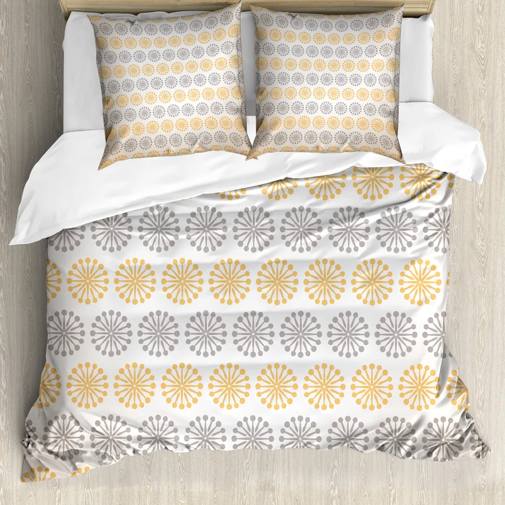 Set Copripiumino Bohem Flower Grigio Giallo ABAKUHAUS 155x220cm