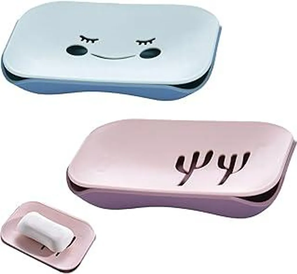 2 Portasapone Smart-Draining - Massima Durata Sapone Colori Rosa/Blu