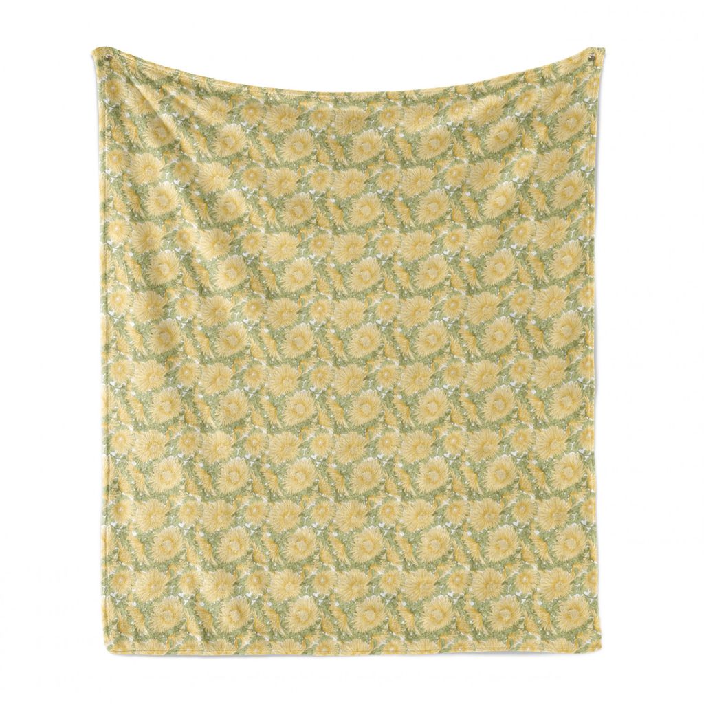 ABAKUHAUS japanisch Weich Flanell Fleece Decke, Natur Chrysanthemum, Gemütlicher Plüsch für den Innen- und Außenbereich, 125 x 175 cm, Sage Gr...