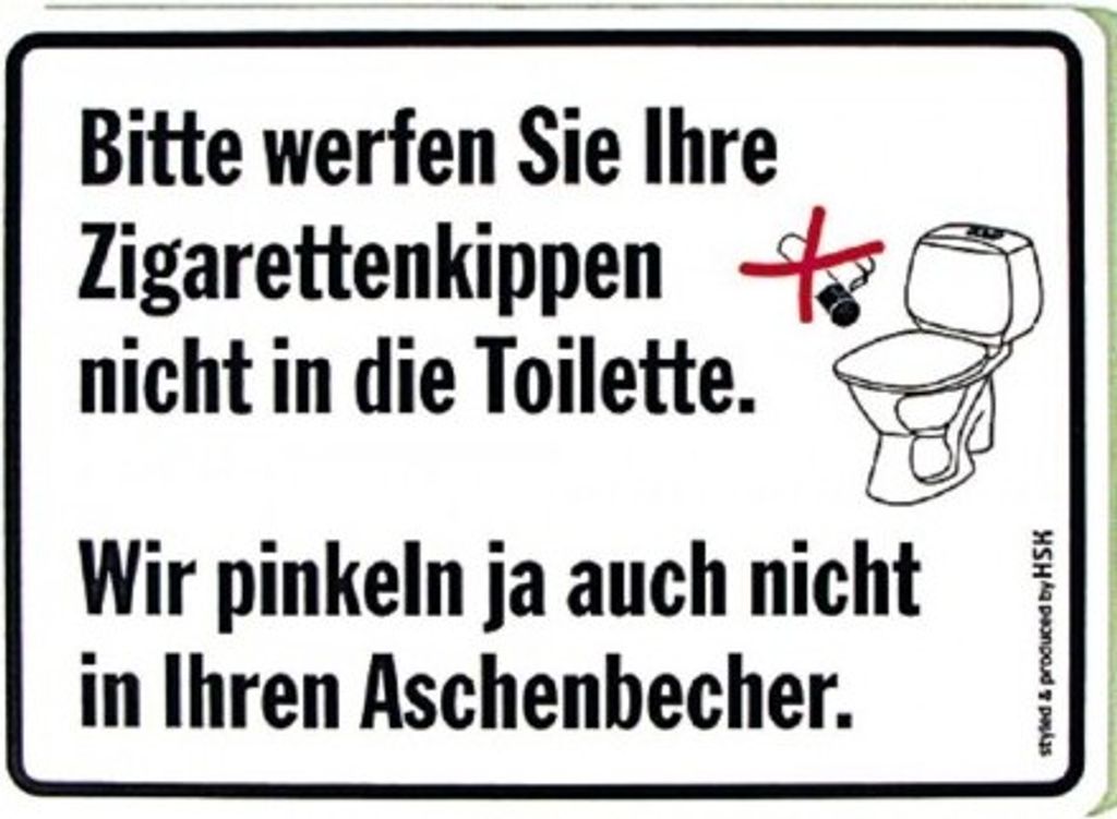 Hinweisschild - Bitte werfen Sie Ihre Zigarettenkippen... - Gr. ca. 25 x 15cm - 309020