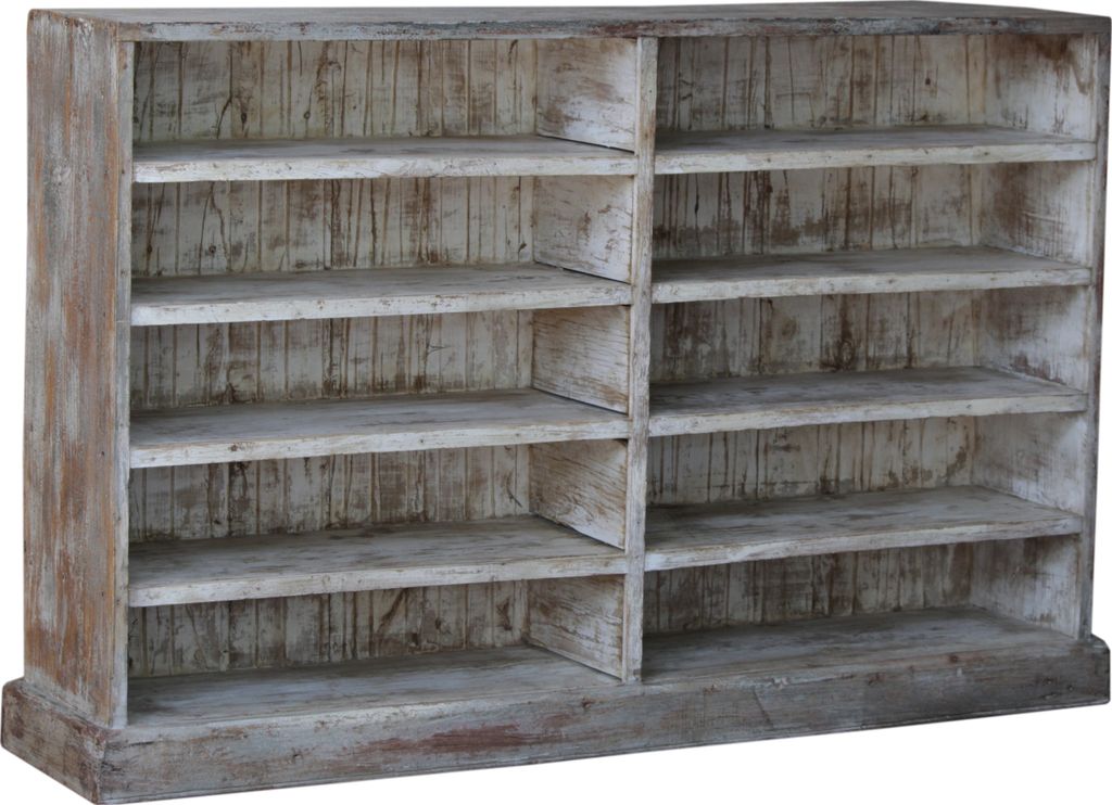 Regal, Kommode, Bücherregal, Offenes Sideboard, Vintage Look - Modell 1b, Weiß, Holz, 85*130*26 cm, Bücherregale & Küchenregale
