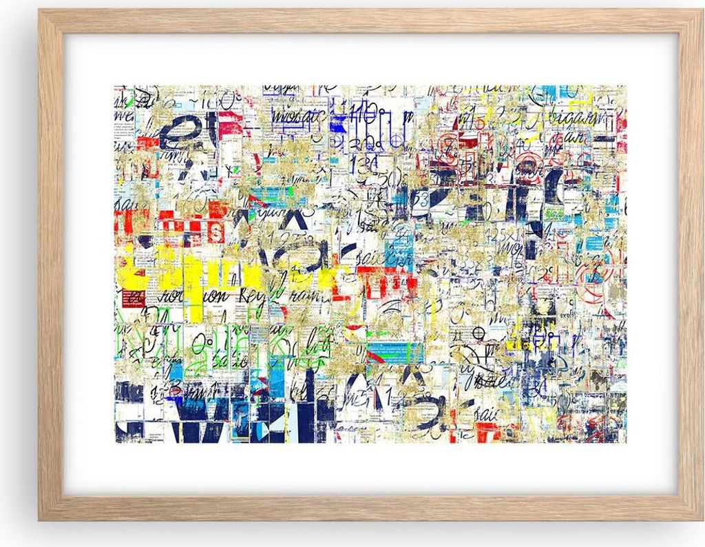 Gerahmtes Poster - Rahmen in heller Eiche - Straße Graffiti Wand Wandmalerei - 40x30 cm - Wand Bild - Wanddeko - Wandbilder - Wandposter - Bilderr...