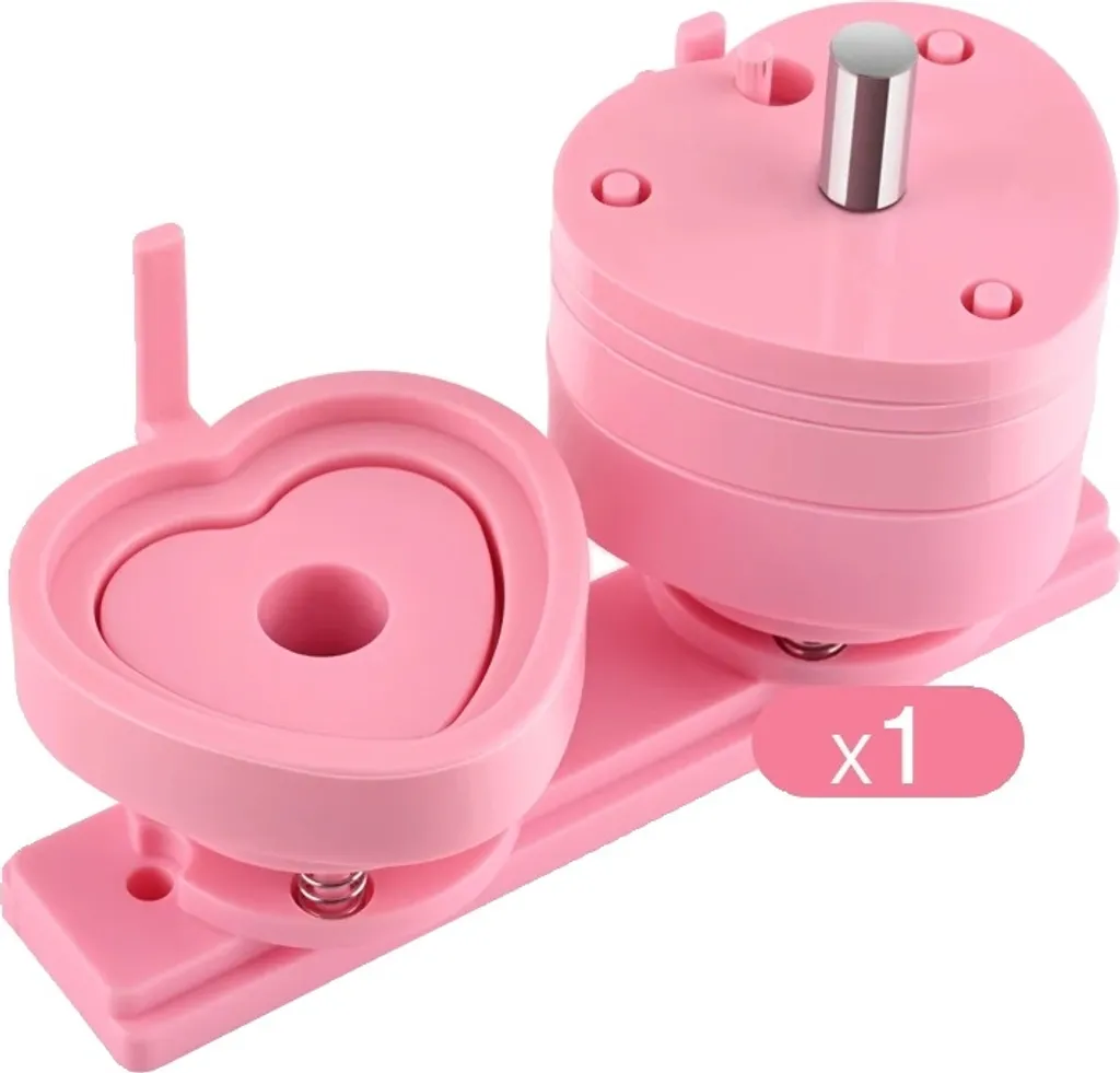 Kit Machine à Badges 57mm Rose - Forme Cœur et Utilisation Simplifiée