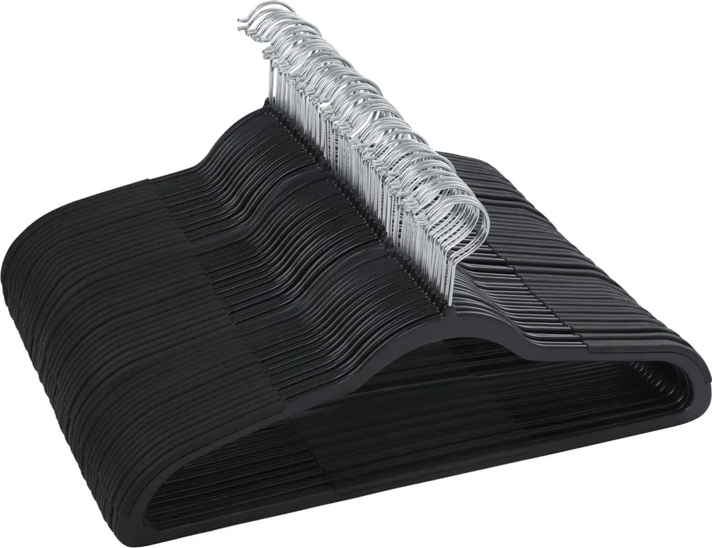 Cintres fins en plastique noir, lot de 50 pièces pour dressing chic