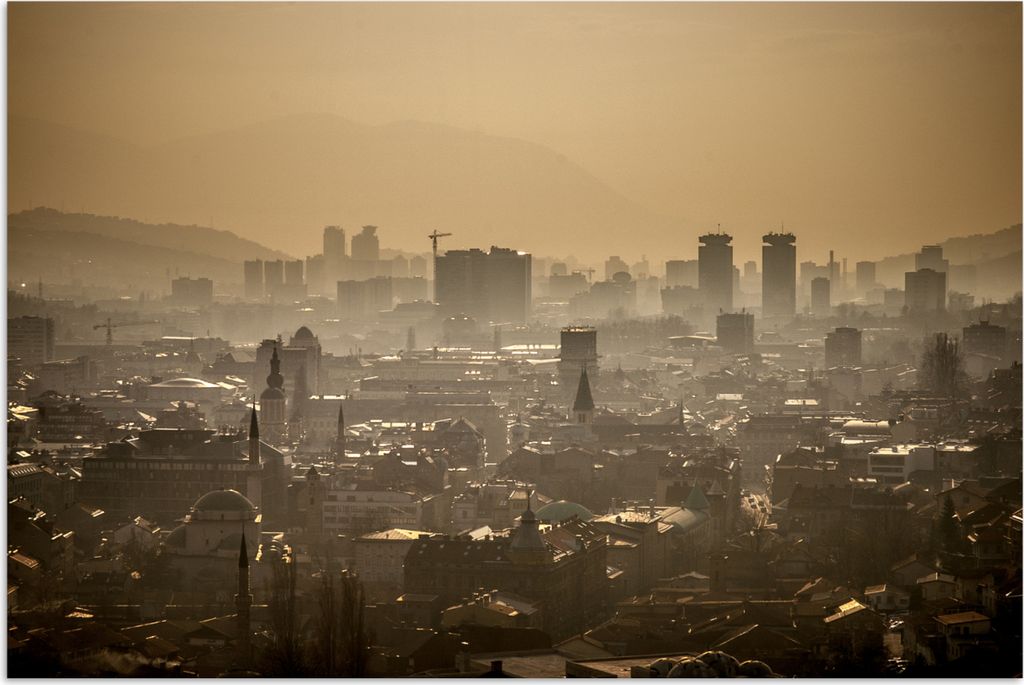 MuchoWow Poster Skyline über der Stadt Sarajevo Bosnien und Herzegowina 120x80 cm - Bilder
