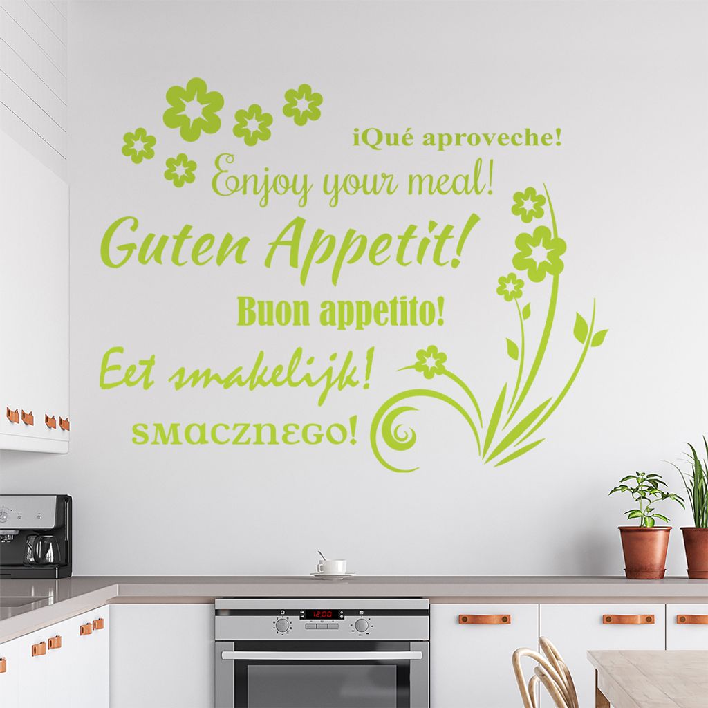 Guten Appetit Nr. 1 Wandtattoo in 6 Größen - Wandaufkleber Wall Sticker - Dekoration, Küche, Wohnzimmer, Schlafzimmer, Badezimmer