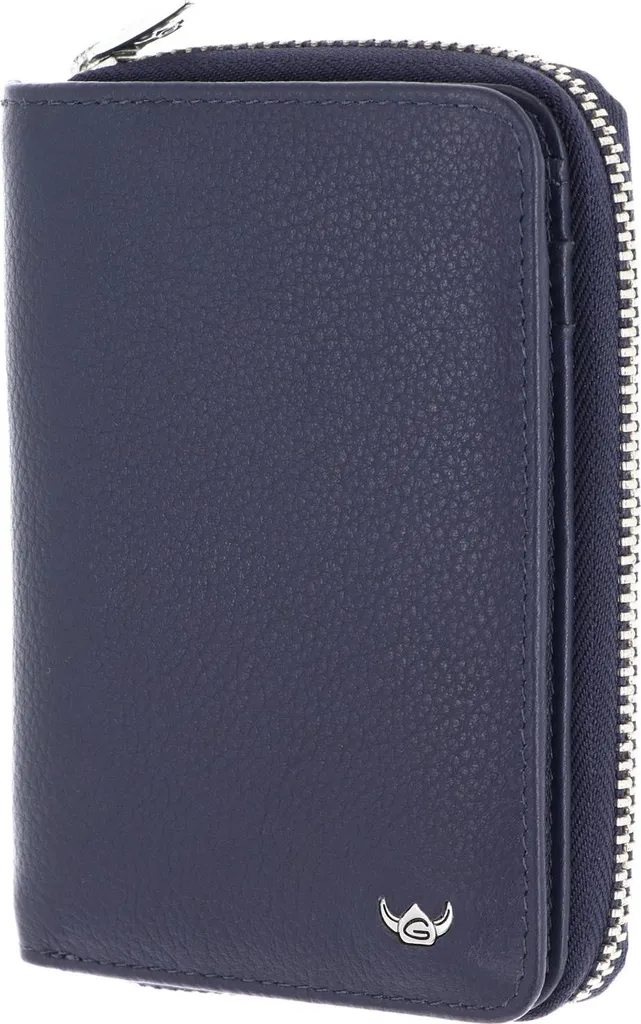 Porte-monnaie en Cuir Véritable Bleu Marine Madrid 3317 RFID pour Homme
