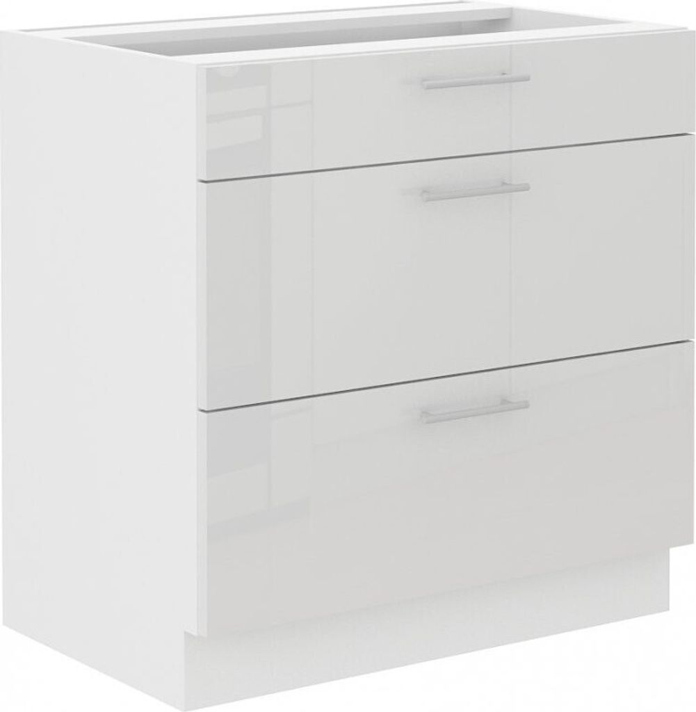 Armoire à tiroirs inférieure LAJLA – largeur 80 cm, blanc Image du produit 