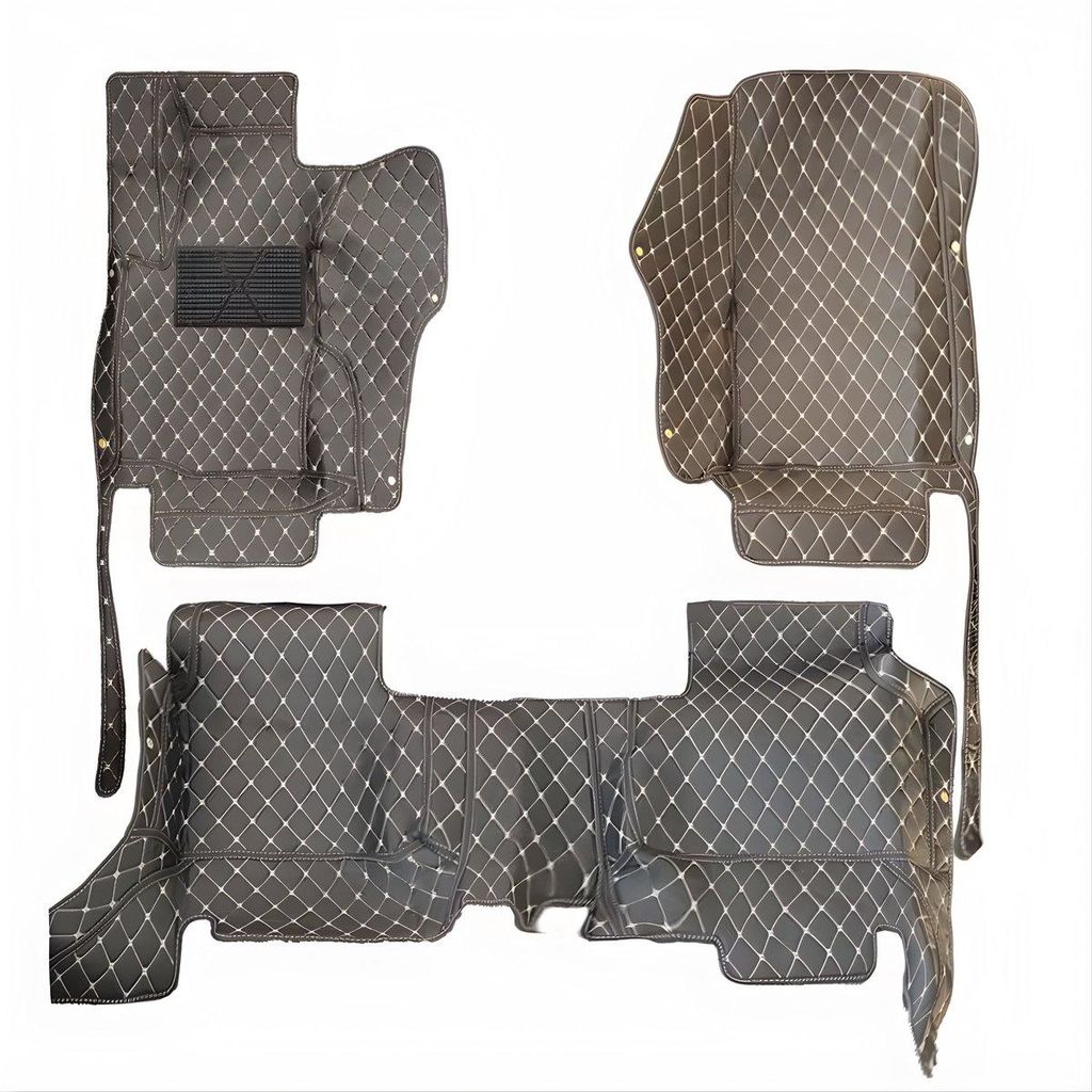 Kunstleder Auto Fußmatten Set – 5/7-Sitzer Maßanfertigung – Wasserdicht & Anti-Rutsch Auto Innenraum Zubehör – Schwarz/Beige