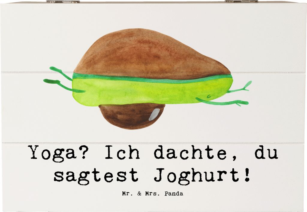 Mr. & Mrs. Panda Holztruhe Yoga Humor 22 x 15 cm - Weiß - Produktbild 
