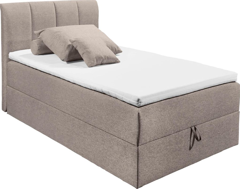 Polsterbett >Granada< 120x200 cm Liegefläche, in hellbraun - 120x120x210 (BxHxT)