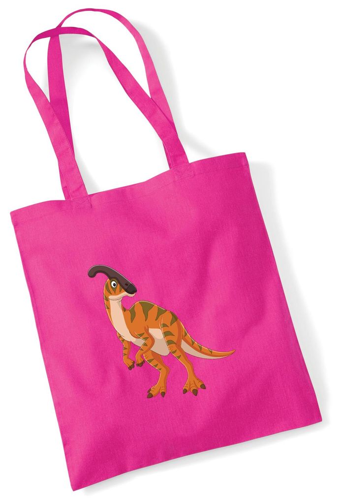 Huuraa Jutebeutel Parasaurolophus Dinosaurier 10 Liter Fuchsia Baumwolle Tasche Geschenkidee